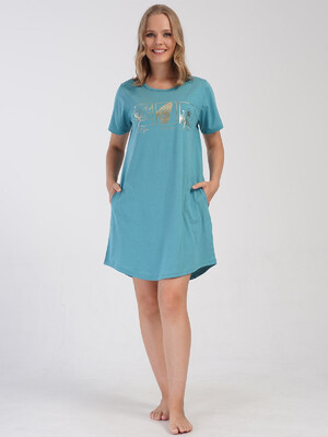 Купить Хлопковая туника большого размера с коротким рукавом VIENETTA 4053520000 в Украина в Lingerie.ua - Одяг для дому та відпочинку, Видео