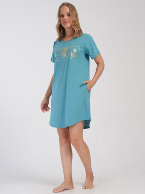 Купить Хлопковая туника большого размера с коротким рукавом VIENETTA 4053520000 в Украина в Lingerie.ua - Одяг для дому та відпочинку, Фото 9