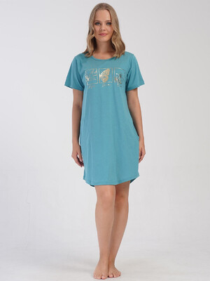 Купить Хлопковая туника большого размера с коротким рукавом VIENETTA 4053520000 в Украина в Lingerie.ua - Одяг для дому та відпочинку, Фото 3