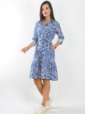 Платье летнее на пуговицах с контрастным принтом JEN 04402