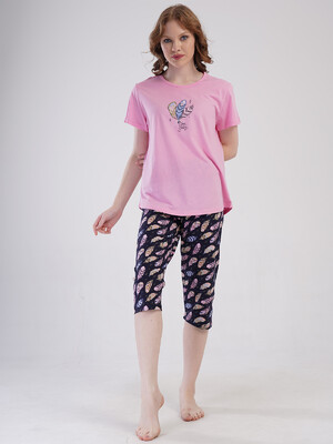 Купить Хлопковый комплект большого размера с капри VIENETTA 4091220911 в Украина в Lingerie.ua - Одяг для дому та відпочинку, Фото 5