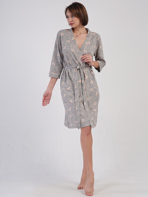Купить Хлопковый халат женский на запах с принтом VIENETTA 4083792378 в Украина в Lingerie.ua - Одяг для дому та відпочинку, Видео