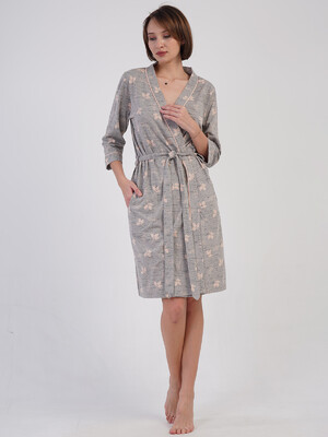 Купить Хлопковый халат женский на запах с принтом VIENETTA 4083792378 в Украина в Lingerie.ua - Одяг для дому та відпочинку, Фото 3