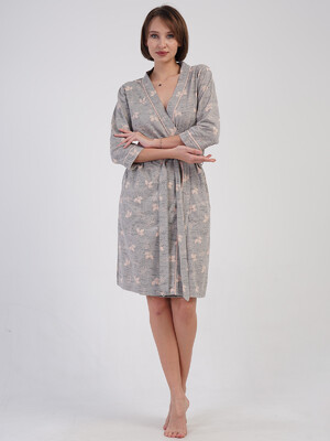 Купить Хлопковый халат женский на запах с принтом VIENETTA 4083792378 в Украина в Lingerie.ua - Одяг для дому та відпочинку, Фото 4