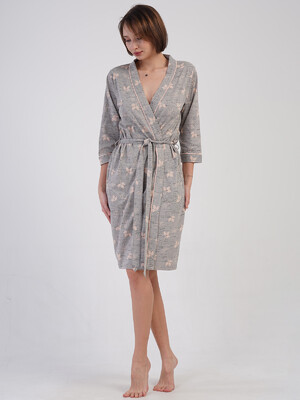 Купить Хлопковый халат женский на запах с принтом VIENETTA 4083792378 в Украина в Lingerie.ua - Одяг для дому та відпочинку, Фото 5