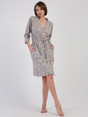 Купить Хлопковый халат женский на запах с принтом VIENETTA 4083792378 в Украина в Lingerie.ua - Одяг для дому та відпочинку, Фото 6