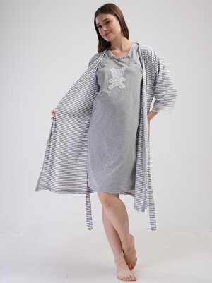 Купить Трикотажный комплект из ночной сорочки и халата VIENETTA 4110640000 в Украина в Lingerie.ua - Одяг для дому та відпочинку, Видео