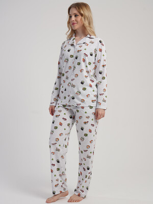 Купить Хлопковая классическая пижама с длинным рукавом VIENETTA 5060200158 в Украина в Lingerie.ua - Одяг для дому та відпочинку, Фото 3