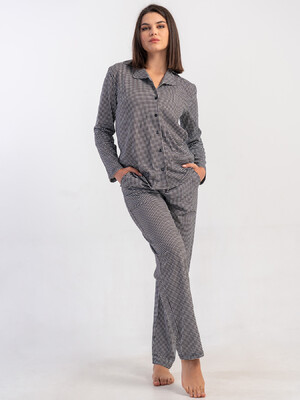 Купить Хлопковая классическая женская пижама на пуговицах VIENETTA 5040602428 в Украина в Lingerie.ua - Одяг для дому та відпочинку, Фото 2