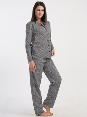 Купить Хлопковая классическая женская пижама на пуговицах VIENETTA 5040602428 в Украина в Lingerie.ua - Одяг для дому та відпочинку, Фото 5