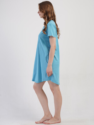 Купить Хлопковая туника большого размера с коротким рукавом VIENETTA 4100630000 в Украина в Lingerie.ua - Одяг для дому та відпочинку, Фото 3