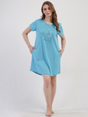 Купить Хлопковая туника большого размера с коротким рукавом VIENETTA 4100630000 в Украина в Lingerie.ua - Одяг для дому та відпочинку, Фото 7