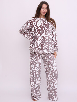 Купить Теплий домашній костюм з велсофту з принтом LINGERIE 170814-П в Украина в Lingerie.ua - Одяг для дому та відпочинку, Фото 3