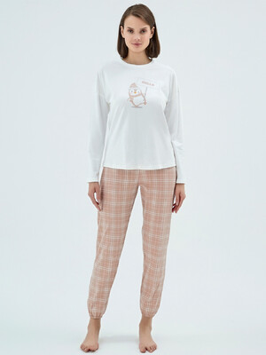 Хлопковый домашний комплект с длинным рукавом SEVIM 17144