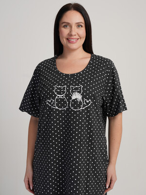 Купить Хлопковая туника большого размера с коротким рукавом VIENETTA 5110270451 в Украина в Lingerie.ua - Одяг для дому та відпочинку, Фото 4