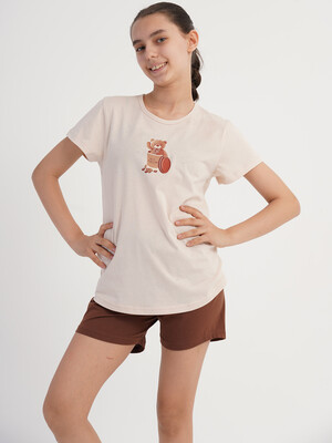 Купить Летний хлопковый комплект для девочки (футболка + шорты) VIENETTA 6011440000 в Украина в Lingerie.ua - Одяг для дому та відпочинку, Фото 4