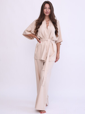 Купить Льняной костюм (кимоно + брюки) LINGERIE 170893 в Украина в Lingerie.ua - Одяг для дому та відпочинку, Фото 3