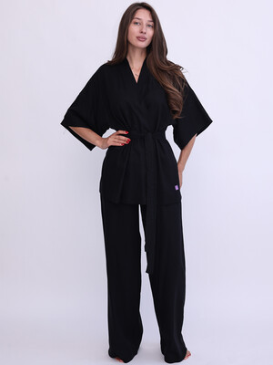 Купить Льняной костюм (кимоно + брюки) LINGERIE 170893 в Украина в Lingerie.ua - Одяг для дому та відпочинку, Фото 2
