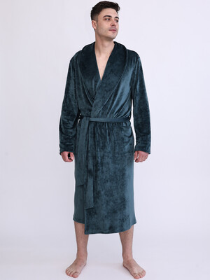 Купить Велюровый длинный халат на запах мужской LNGR 170876 в Украина в Lingerie.ua - Одяг для дому та відпочинку, Фото 10