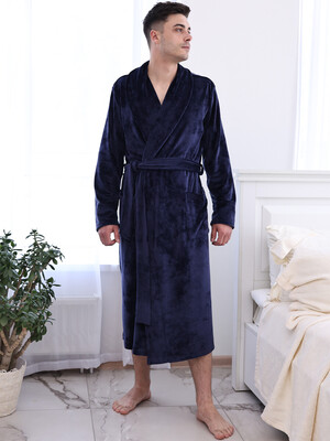 Купить Велюровый длинный халат на запах мужской LNGR 170876 в Украина в Lingerie.ua - Одяг для дому та відпочинку, Фото 3