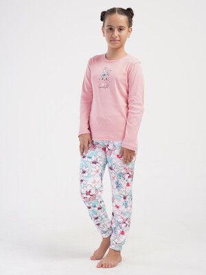 Хлопковый домашний костюм для девочки (лонгслив + брюки) VIENETTA KIDS 4041347300