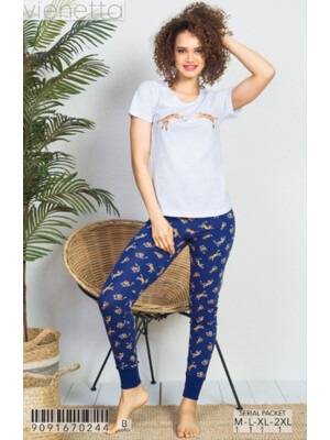 Хлопковый домашний комплект с коротким рукавом VIENETTA 9091670244