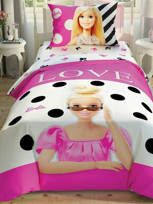 Купить Односпальный комплект постельного белья TAC Disney Barbie Glitter с простыней на резинке в Украина в Lingerie.ua - Одяг для дому та відпочинку, Фото 1
