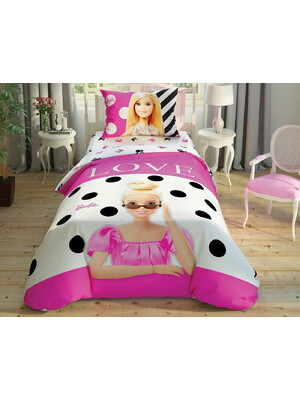 Купить Односпальный комплект постельного белья TAC Disney Barbie Glitter с простыней на резинке в Украина в Lingerie.ua - Одяг для дому та відпочинку, Фото 2