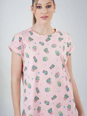 Хлопковая ночная сорочка с принтом VIENETTA 1101755157