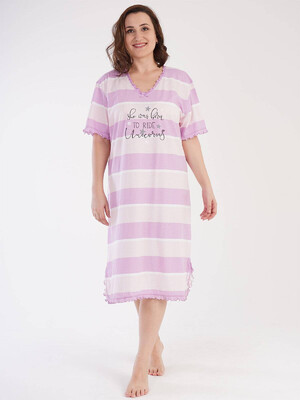 Купить Хлопковая ночная сорочка в полоску VIENETTA 2112291494 в Украина в Lingerie.ua - Одяг для дому та відпочинку, Фото 1