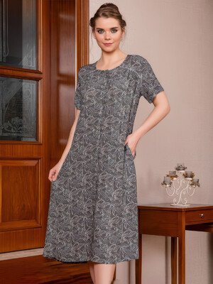 Летний халат из штапеля с коротким рукавом COCOON J4-4093