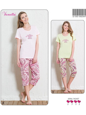 Комплект женский из футболки и капри для дома и сна VIENETTA 5120195397