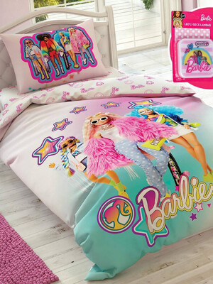 Купить Односпальный комплект постельного белья TAC Disney Barbie Extra Lamba с простыней на резинке в Украина в Lingerie.ua - Одяг для дому та відпочинку, Фото 1