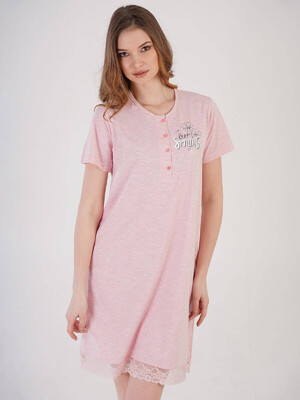 Купить Хлопковая ночная сорочка с кружевом VIENETTA 2113940000 в Украина в Lingerie.ua - Одяг для дому та відпочинку, Фото 1