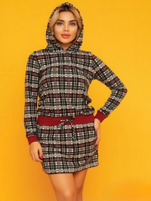 Туника в клетку с капюшоном COCOON D11-6005