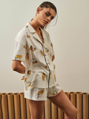 Купить Хлопковая пижама с шортами и рубашкой на пуговицах HAYS 27369 в Украина в Lingerie.ua - Одяг для дому та відпочинку, Фото 3