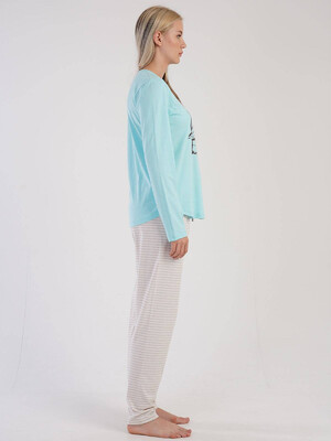 Купить Хлопковая пижама с брюками в полоску VIENETTA 3032380000 в Украина в Lingerie.ua - Одяг для дому та відпочинку, Фото 4