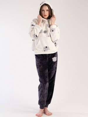 Купить Плюшевый тёплый комплект  с худи из велсофтатVIENETTA 3030660230 в Украина в Lingerie.ua - Одяг для дому та відпочинку, Фото 1
