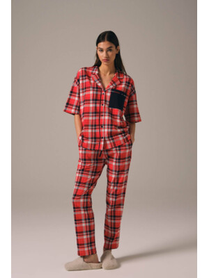 Купить Классическая пижама в клетку с коротким рукавом HAYS 27461 в Украина в Lingerie.ua - Одяг для дому та відпочинку, Фото 1