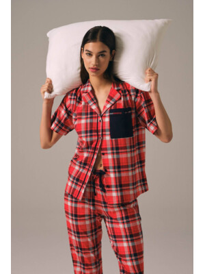 Купить Классическая пижама в клетку с коротким рукавом HAYS 27461 в Украина в Lingerie.ua - Одяг для дому та відпочинку, Фото 2