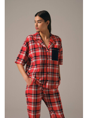 Купить Классическая пижама в клетку с коротким рукавом HAYS 27461 в Украина в Lingerie.ua - Одяг для дому та відпочинку, Фото 12