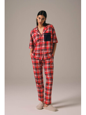 Купить Классическая пижама в клетку с коротким рукавом HAYS 27461 в Украина в Lingerie.ua - Одяг для дому та відпочинку, Фото 10