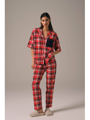 Купить Классическая пижама в клетку с коротким рукавом HAYS 27461 в Украина в Lingerie.ua - Одяг для дому та відпочинку, Фото 5