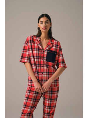 Купить Классическая пижама в клетку с коротким рукавом HAYS 27461 в Украина в Lingerie.ua - Одяг для дому та відпочинку, Фото 3