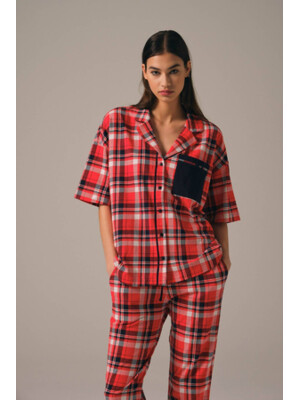 Купить Классическая пижама в клетку с коротким рукавом HAYS 27461 в Украина в Lingerie.ua - Одяг для дому та відпочинку, Фото 15