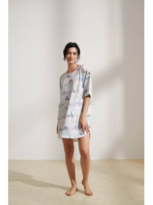 Купить Хлопковая туника свободного покроя с коротким рукавом HAYS 36222 в Украина в Lingerie.ua - Одяг для дому та відпочинку, Фото 2