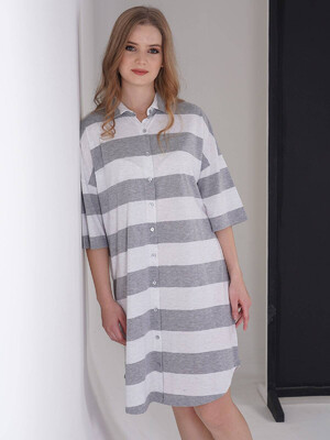 Купить Хлопковый халат рубашка на пуговицах VIENETTA 3090180000 в Украина в Lingerie.ua - Одяг для дому та відпочинку, Фото 2