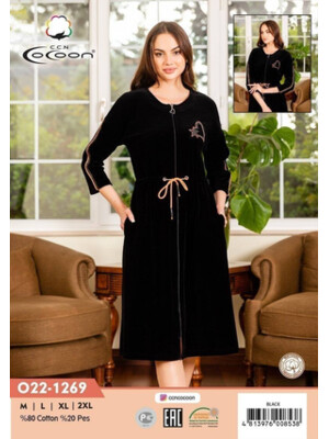 Купить Велюровый халат на молнии COCOON 22-1269 в Украина в Lingerie.ua - Одяг для дому та відпочинку, Фото 3