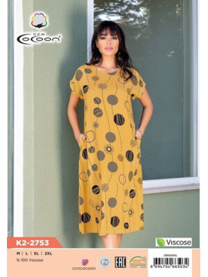 Купить Летнее платье из штапеля с коротким рукавом COCOON K2-2753 в Украина в Lingerie.ua - Одяг для дому та відпочинку, Фото 3