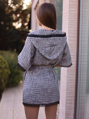 Купить Вафельный халат на запах с кружевом Ekke LINGERIE 170646 в Украина в Lingerie.ua - Одяг для дому та відпочинку, Фото 7